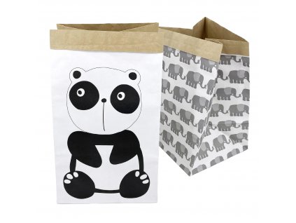 Papírový košík Animal, set 2ks, panda