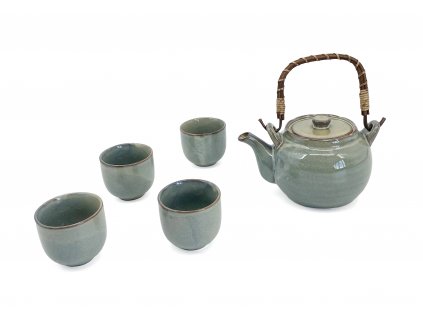 Japonský čajový set ( konvička a 4ks šálků), modrá