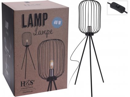 Kovová stojací lampa Tripod 102cm s trojnožkou, černá