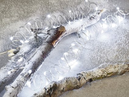 LED drátek stříbrný STUDENÁ BÍLÁ 0,9 m