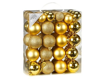Sada 50 ks ozdob: Ozdoby kulaté zlaté mix 4 a 6 cm