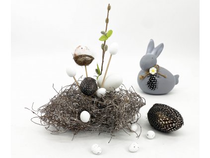Velikonoční dekorace Zajíc ,vejce s peřím