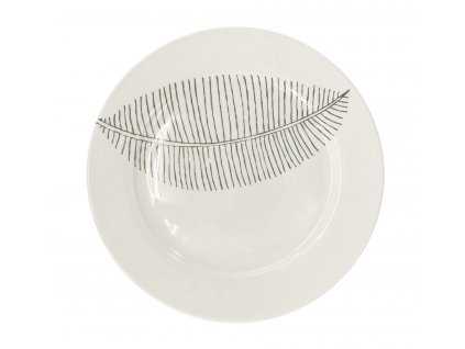 Mělký talíř Fine Lines, bílá s šedým dekorem, materiál porcelán, ø 27 cm, vhodné do myčky i mikrovlnné trouby.