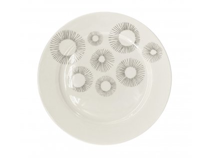 Mělký talíř Fine Lines, bílá s šedým dekorem, materiál porcelán, ø 27 cm