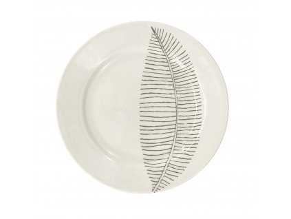 Dezertní talíř Fine Lines, bílá s šedým dekorem, materiál porcelán, ø 19 cm, vhodné do myčky i mikrovlnné trouby.
