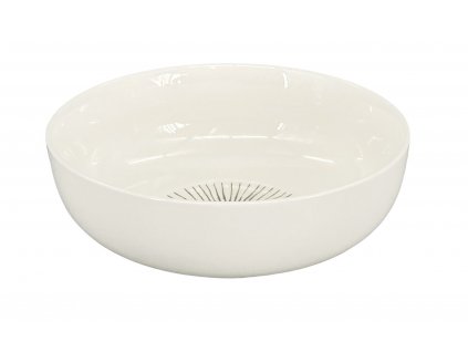 Miska - na müsli, na salát, bílá s šedým dekorem, materiál porcelán, ø 14 cm