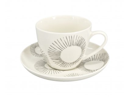 Šálek s podšálkem - na kávu, čaj, kolekce Fine Lines, bílá s šedým dekorem, materiál porcelán, objem 220 ml,
