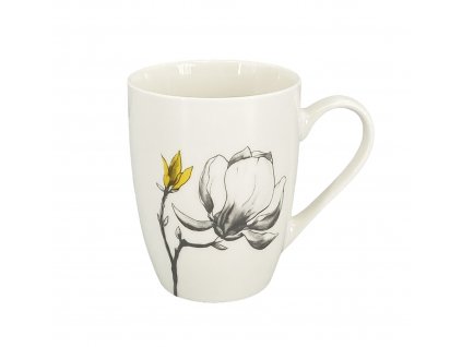 Hrnek - na čaj, kávu, kolekce Fine Twig, bílá s dekorem magnolie, materiál porcelán, objem 350 ml