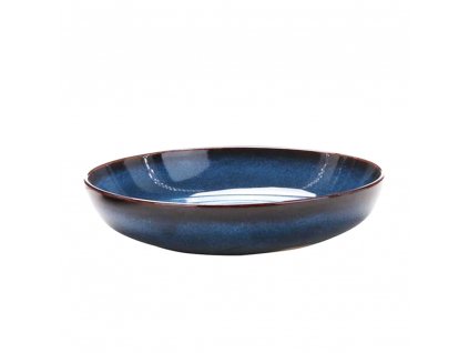 Modrý polévkový talíř, keramika, průměr 21,5cm, clay.