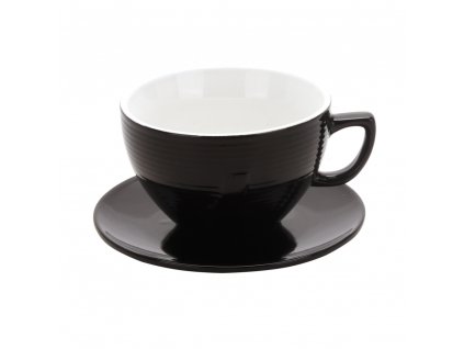 Cappuccino šálek s podšálkem Back, černý, keramika, objem 300 ml.