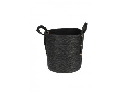 Úložný košík Handle - universální, malá velikost -  23x30 cm, materiál pevný tkaný papír, barva černá
