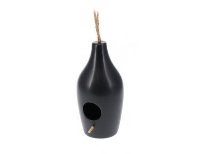 Ptačí budka Modern - materiál keramika, barva matná černá, moderní, rozměry 100x100x208 mm.