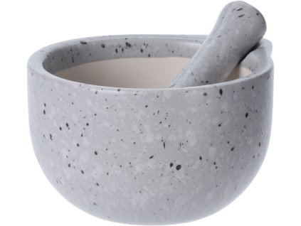Světle šedý hmoždíř s tloučkem, reaktivní glazura, kameninový materiál, StoneLook kolekce.