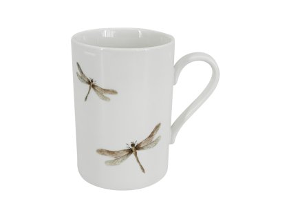 Porcelánový hrnek Vážka 400 ml se smetanovým nádechem a přírodním dekorem vážek od značky by inspire