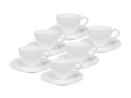 Sada 6 ks - porcelánový šálek s podšálkem Elano 200 ml, bílý