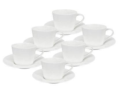 Sada 6 porcelánových šálků s podšálkem Verto 150 ml, bílá