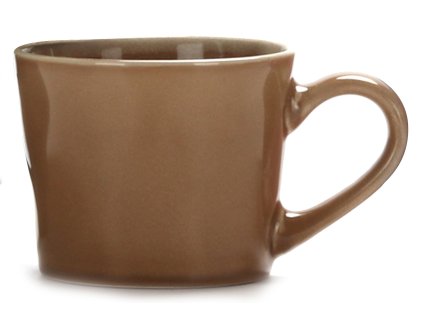 Hnědý keramický hrnek Dottie s tečkovaným vzorem.