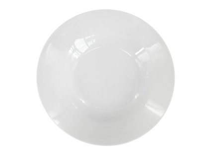Hluboký bílý porcelánový talíř by inspire Ronda s širokým okrajem, průměr 23 cm.