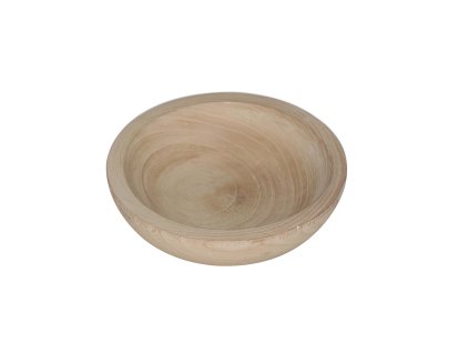 Velká, kruhová dřevěná mísa 29 cm ze světlého Paulovnie dřeva, s jemně zaobleným okrajem, ideální pro servírování