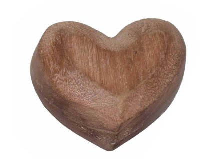 Dřevěná dekorace Srdce, 10 cm – malý bytový doplněk, materiál Paulovnie dřevo, tmavší odstín