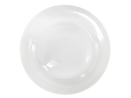 Čistě bílý porcelánový dezertní talíř by inspire Ronda s širokým, lesklým okrajem, průměr 19 cm.