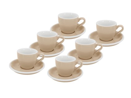 Sada 6 kusů silnostěnných šálků na espresso Roma 75 ml s podšálky, barva slonová kost, značka by inspire.