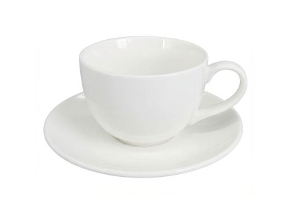 Čistě bílý porcelánový šálek na espresso Alba o objemu 90 ml s podšálkem v minimalistickém designu.