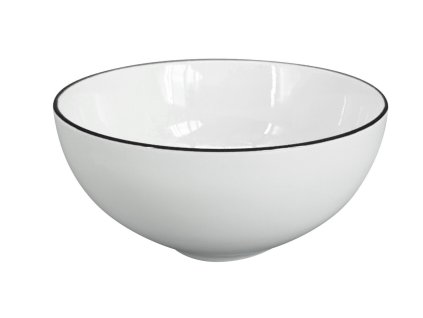 Sněhobílá porcelánová miska Alba Black o průměru 15 cm s elegantní černou linkou na horním okraji.