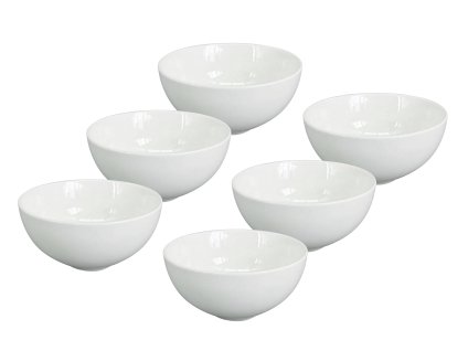 Sada 6 kusů čistě bílých porcelánových misek Alba o průměru 15 cm v minimalistickém designu bez dekoru.
