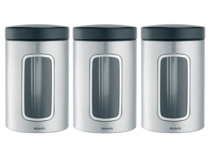 Window Canister Set, 1.4L Matt Steel Fingerprint Proof 8710755335341 Brabantia 1181x662px E NR 1933