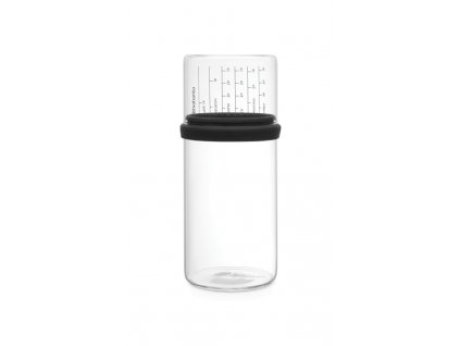 Glass Storage Jar with Measuring Cup, 1L Dark Grey 8710755290282 Brabantia 622x1024px E NR 10769