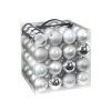 Sada 64 ks ozdob: Ozdoby kulaté stříbrné a bílé mix 6 a 8 cm