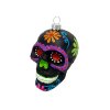 Ozdoba lebka s barevnými ornamenty černá 9 cm