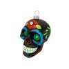 Ozdoba lebka s barevnými ornamenty černá 9 cm