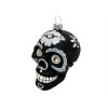 Ozdoba lebka s bílými ornamenty černá 9 cm