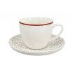 Šálek s podšálkem Fine Dots, objem 220ml, materiál porcelán, barva bílá s červenými puntíky.