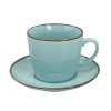 Šálek s podšálkem Time, tyrkysový, keramika, objem 350 ml.