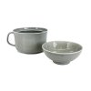 Set hrnek s miskou Deux, šedá, II.jakost