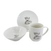 Dětská porcelánová jídelní sada Teddy – porcelánový talíř, miska a hrnek s motivem medvídka. Česká značka by inspire.