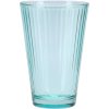 Sklenice Prisma – 300 ml, tyrkysová, kónický tvar, pruhový design, transparentní. Elegantní sklenice na nápoje.