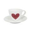 Porcelánový šálek s podšálkem Elano Heart A – 200 ml, bílý/červený