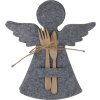 Set 8 ks šedých plstěných držáků na příbory ve tvaru anděla, pro kompletní minimalistické vánoční prostírání.