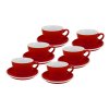 Výhodná sada 6 kusů profesionálních červených silnostěnných šálků na cappuccino Roma 180 ml s podšálky.