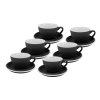 Sada 6 kusů profesionálních černých silnostěnných šálků na cappuccino Roma 180 ml s podšálky.