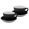 Sada 2 kusů profesionálních černých silnostěnných šálků na caffè latte Roma 250 ml s podšálky.