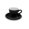Černý silnostěnný šálek na espresso Milano 75 ml s podšálkem, kónický moderní design, profesionální porcelán by inspire.