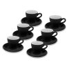 Sada šesti černých silnostěnných šálků na espresso Milano 75 ml s podšálky, kónický moderní design, profesionální porcelán by inspire.