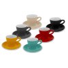 Sada šesti barevných silnostěnných šálků na espresso Milano 75 ml s podšálky, mix moderních barev, kónický profesionální porcelán by inspire.