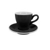 Černý silnostěnný šálek na lungo Milano 150 ml s podšálkem, kónický moderní design, profesionální porcelán by inspire.