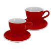 Sada dvou červených silnostěnných šálků na latte Milano 220 ml s podšálky, kónický moderní design, profesionální porcelán by inspire.